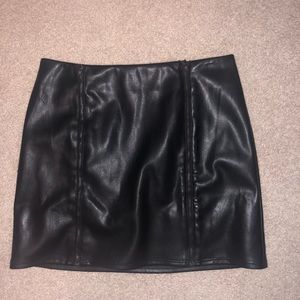 Black leather mini skirt